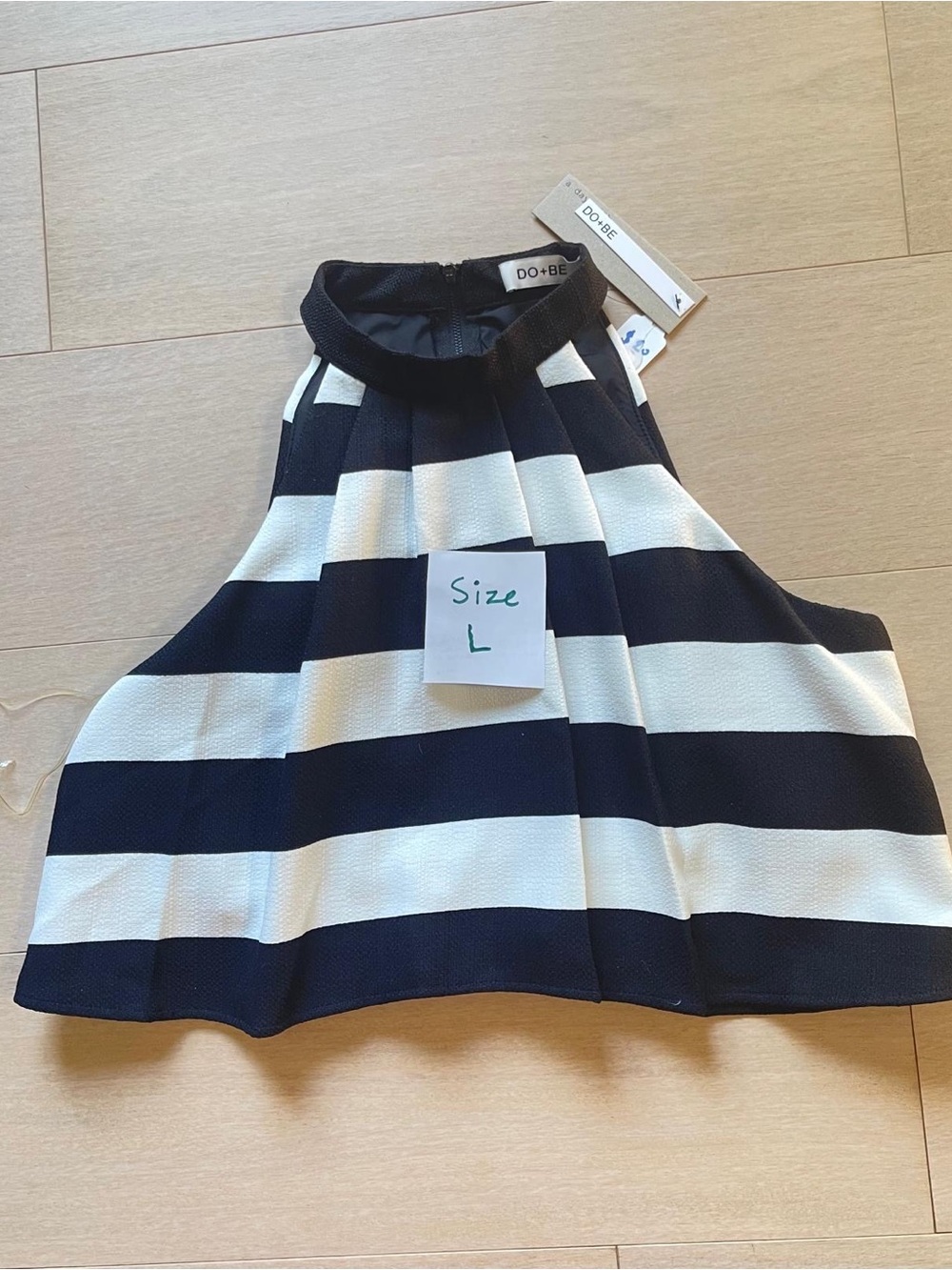 DO+BE Girls' Black and White Striped Halter Dress